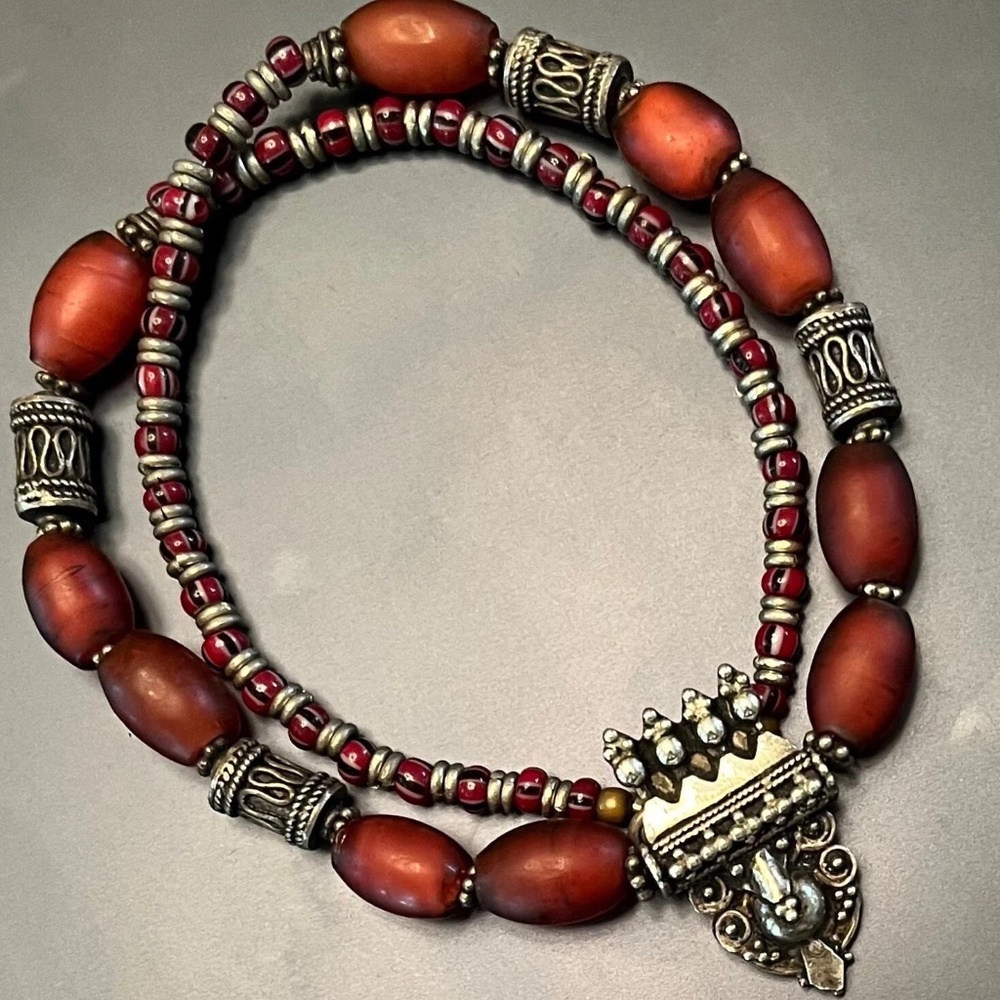 Venetian Cornaline d'Aleppo beads, Samburu necklace, African trade beads